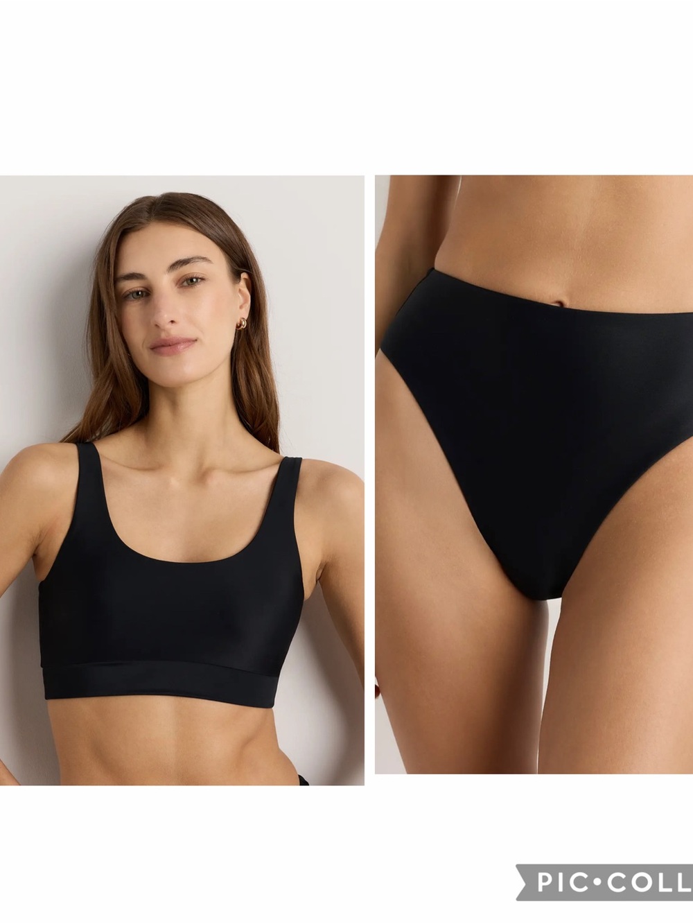NWT QUINCE Bikini Set High Rise Bottom & Bikini Tank Black Small 9150